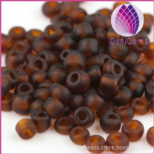 brown color frosted 3mm irregular round glass seed beads